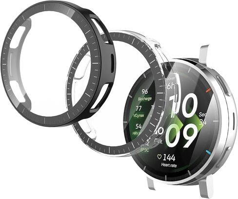 حافظة مكونة من عبوتين لهاتف Garmin Forerunner 70/170 واقي شاشة للساعة الذكية من الزجاج المقسى، طبقة زجاجية مقسى مدمجة عالية الحساسية، غطاء حماية شامل للكمبيوتر الشخصي، مقاوم للصدمات والخدش in Kuwait