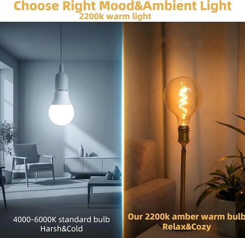 لمبة إديسون LED عتيقة كبيرة G125/G40، 6 وات 2200 كلفن كهرماني قابلة للتعتيم، E26 1PK | لمبة توهج كهرمان LED كبيرة الحجم من Brighfivey، 6 وات تعادل 60 وات، إضاءة عتيقة مثالية للأضواء المعلقة ومصابيح الأرضية، عبوة واحدة in Kuwait