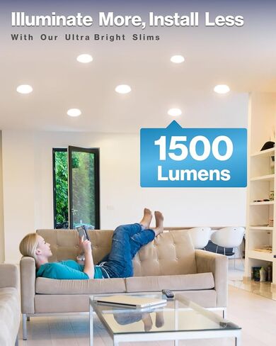 Sunco 12 حزمة 5CCT 6 بوصة مصابيح سقف LED رفيعة للغاية نحيفة 1500LM عالية السطوع، 2700K/3000K/3500K/4000K/5000K قابلة للاختيار، قابلة للتعتيم، 14 وات، رقاقة بدون علبة مع صندوق توصيل in Kuwait
