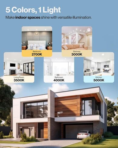 Sunco 12 حزمة 5CCT 6 بوصة مصابيح سقف LED رفيعة للغاية نحيفة 1500LM عالية السطوع، 2700K/3000K/3500K/4000K/5000K قابلة للاختيار، قابلة للتعتيم، 14 وات، رقاقة بدون علبة مع صندوق توصيل in Kuwait