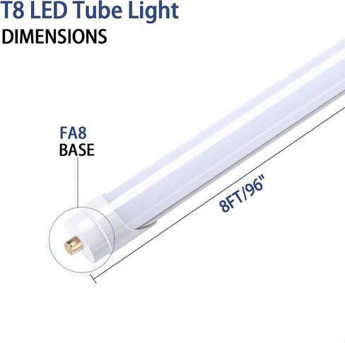 TRLIFE 8FT LED Tube Light 45W, T8 8 Foot LED Bulbs 5000K Daylight White with FA8 Base, Replacement for Fluorescent Fixtures, 8FT Tube Lights Frosted Cover for Warehouse Workshop Shop Garage(4 Pack) in Kuwait