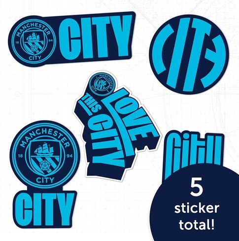 ملصق مانشستر سيتي مان سيتي MCFC من الفينيل لكرة القدم وكرة القدم الدوري الإنجليزي الممتاز ملصق لزجاجة مياه للكمبيوتر المحمول ودفتر قصاصات السيارة (النوع 2-8) in Kuwait