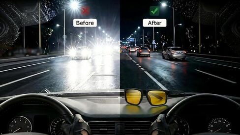نظارات ليلية من Eyekepper للقيادة، إطار بتصميم رياضي وعدسة صفراء | للرجال والنساء، رؤية ليلية واضحة، بدون براغي معدنية، مفصلات زنبركية، مضادة للوهج/المصابيح الأمامية، نظارات شمسية ساطعة ملونة in Kuwait