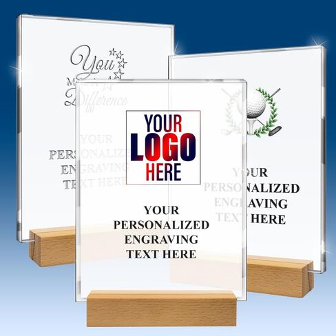 9" Personalized Acrylic Trophy Award | Custom Awards with Your Text Logo | Awards and Trophies for Employee Appreciation | Engraved Corporate Awards in Kuwait