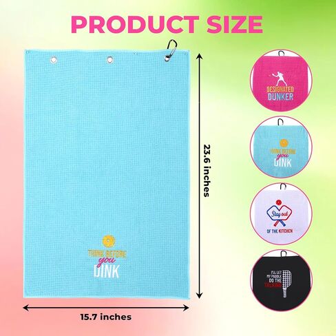 4 Pcs Pickleball Towels, Microfiber Embroidered Waffle Athletic Towel 16" x 24" with Clip Pickleball Fan Accessories for Women Men Ball Gifts Gym Towels in Kuwait
