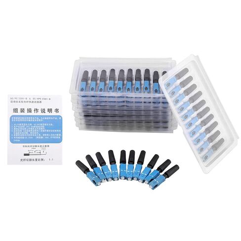 SC Fiber Optic Fast Connector Adapter for FTTH High Return Loss Blue + Black 100pcs for Fiber Local Network in Kuwait