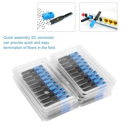 SC Fiber Optic Fast Connector Adapter for FTTH High Return Loss Blue + Black 100pcs for Fiber Local Network in Kuwait
