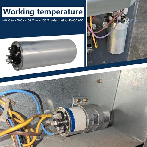 جديد 40+5 فائق التوهج 40/5 MFD ±6% 370V/440V CBB65 AC مكثف، جزء استبدال مكثف مستدير مزدوج التشغيل للنماذج 97F9849، C3DR405، Z97F9848BZ2، P291-4054RS، TRCFD405 in Kuwait