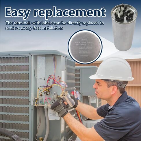 جديد 40+5 فائق التوهج 40/5 MFD ±6% 370V/440V CBB65 AC مكثف، جزء استبدال مكثف مستدير مزدوج التشغيل للنماذج 97F9849، C3DR405، Z97F9848BZ2، P291-4054RS، TRCFD405 in Kuwait