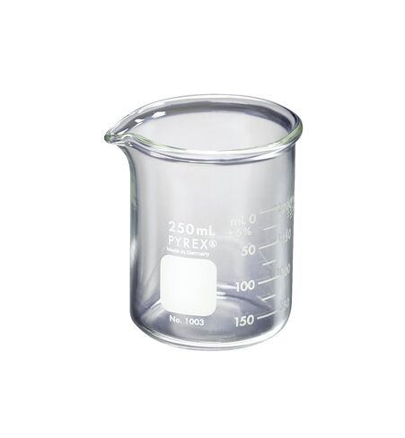 Corning Pyrex 1003-4L Glass 4 Liter Graduated Low Form Heavy Duty Griffin Beaker, 250mL Graduation Interval, with Double Scale (Case of 4) in Kuwait