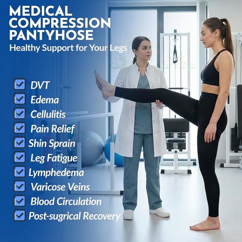 20-30mmHg دعم متدرج جوارب طويلة مضغوطة للنساء جوارب ضغط طبية بدون قدم عالية الخصر ضغط طماق in Kuwait