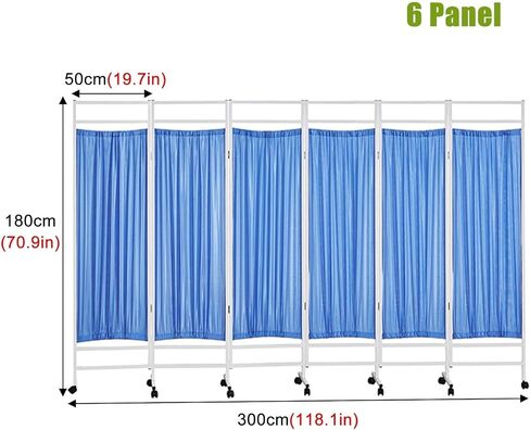 Medical Privacy Screen Portable - 6-Panel Mobile Medical Privacy Screen Room Divider, Folding Iron Frame Privacy Screen, Ward/Beauty Salon/Health Museum Nylon Silk Fabric in Saudi Arabia