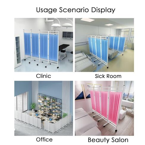 4 Panel Room Divider, Foldable Medical Privacy Screen, with Removable Nylon Silk Fabric(Pink) in Kuwait