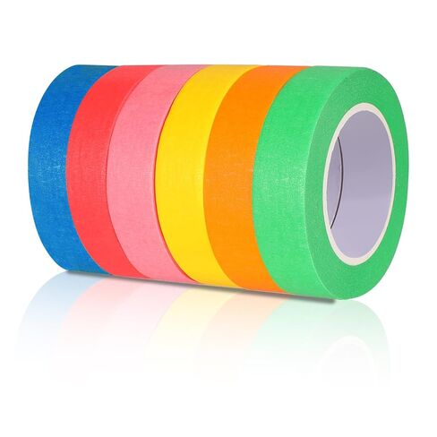 Colored Masking Tape 6 Rolls Colored Painters Tape for Arts and Crafts 0.6" x14.3Yard Drafting Tape Colorful Craft Tape Painting Tapes Paper Tape for Craft DIY Projects Labeling Coding in Kuwait