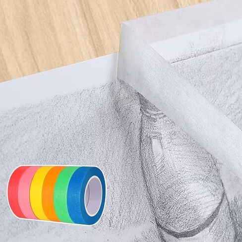 Colored Masking Tape 6 Rolls Colored Painters Tape for Arts and Crafts 0.6" x14.3Yard Drafting Tape Colorful Craft Tape Painting Tapes Paper Tape for Craft DIY Projects Labeling Coding in Kuwait