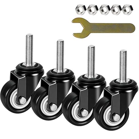 2 Inch Heavy Duty Caster Wheels Set of 4 No Brake with Threaded Stem 3/8" -16 x 1-1/2" (Diameter 3/8", Length 1.5"), 360 Degree Swivel Rubber Casters, Quiet Smooth Rolling in Kuwait