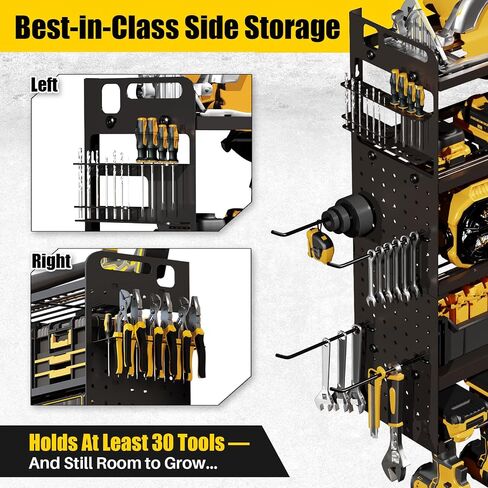 Large 5-Tier Power Tool Organizer Wall Mount, 320lbs Load Capacity Garage Storage Rack with 8 Drill Holders, 34" Heavy Duty Metal Utility Shelf, Holds Over 30 Tools for Garage Workshop in Kuwait