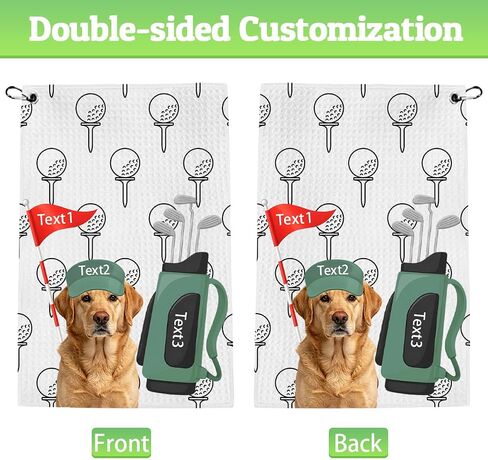 Custom Dog Portrait Golf Towel with Name, 16x24 Inch Personalized Pet Photo Picture Towel with Clip for Dog & Cat Lovers, Bulk 1-100 Pcs, Funny Golf Gift Accessory for Birthday Retirement Christmas in Kuwait