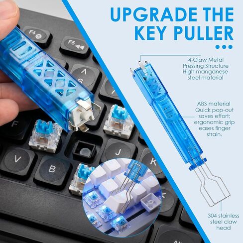 100 PCS Blue Mechanical Keyboard Switches with 4-Claw Switch Puller & Brush, Keyboard Clicker Replacement, Dustproof Clicky Tactile Switches for Gaming Keyboards, 3D Prints in Kuwait