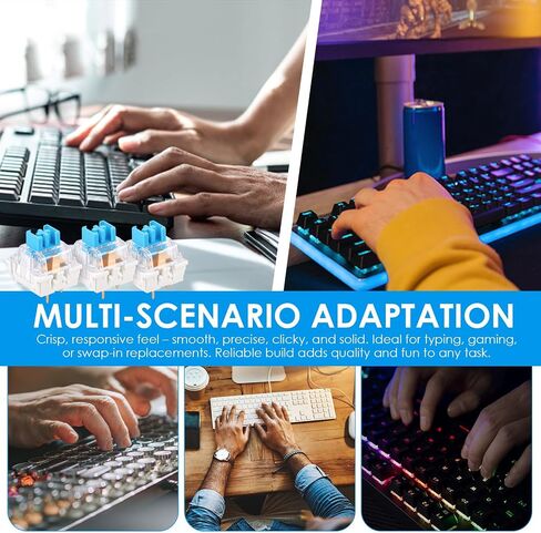 100 PCS Blue Mechanical Keyboard Switches with 4-Claw Switch Puller & Brush, Keyboard Clicker Replacement, Dustproof Clicky Tactile Switches for Gaming Keyboards, 3D Prints in Kuwait