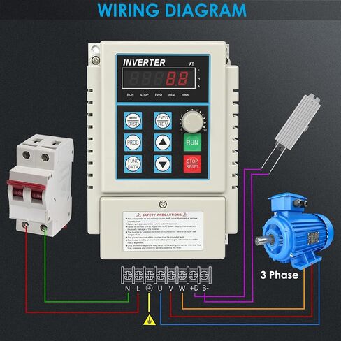 VFD العاكس 0.75 كيلو واط 1 حصان 5 أمبير تيار متردد 220 فولت محرك التردد المتغير | مرحلة واحدة إلى 3 مراحل، محول التردد، للتحكم في سرعة محرك المغزل in Kuwait