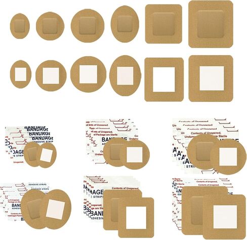 120pcs Breathable Fabric Small Bandages, Square, Round & Oval Flexible Adhesive Stripsl, Fabric Bandage＆Waterproof, Emergency Treatment and Skin Wound Care in Kuwait