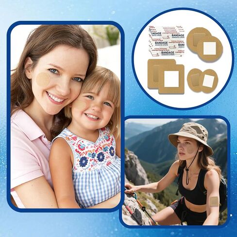 120pcs Breathable Fabric Small Bandages, Square, Round & Oval Flexible Adhesive Stripsl, Fabric Bandage＆Waterproof, Emergency Treatment and Skin Wound Care in Kuwait