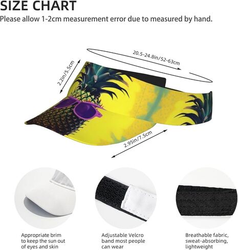 Psych Pineapple Quote Print Foldable Sun Visor Hat Lightweight Adjustable Sun Visor Hat Outdoor Sports Cap for Adults Black in Kuwait
