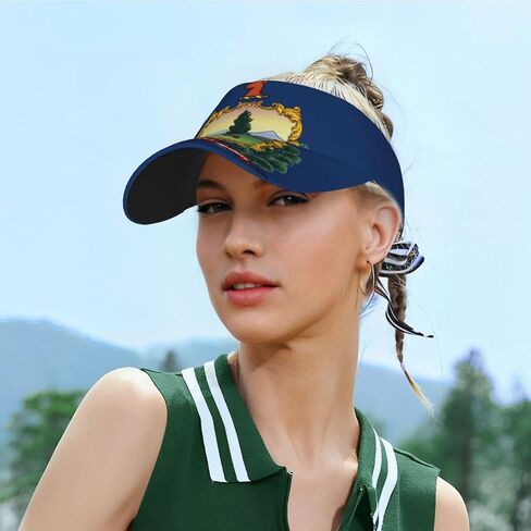 Vermont State Flag Print Foldable Sun Visor Hat Lightweight Adjustable Sun Visor Hat Outdoor Sports Cap for Adults Black in Kuwait