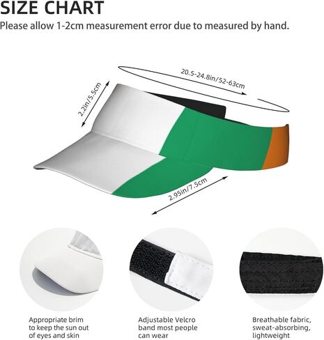 Flag of Cote D'Ivoire Print Foldable Sun Visor Hat Lightweight Adjustable Sun Visor Hat Outdoor Sports Cap for Adults Black in Kuwait