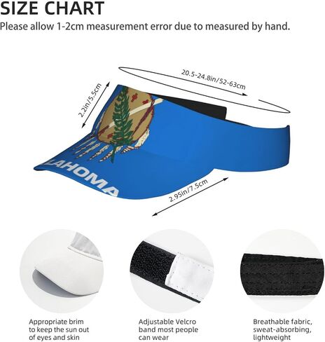 Oklahoma State Flag Print Foldable Sun Visor Hat Lightweight Adjustable Sun Visor Hat Outdoor Sports Cap for Adults Black in Kuwait