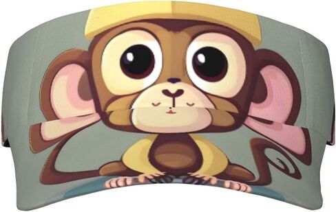 Cute Monkey Print Foldable Sun Visor Hat Lightweight Adjustable Sun Visor Hat Outdoor Sports Cap for Adults Black in Kuwait