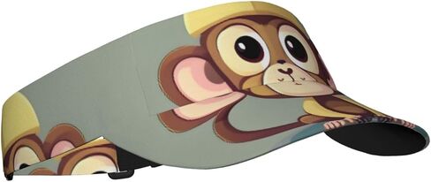 Cute Monkey Print Foldable Sun Visor Hat Lightweight Adjustable Sun Visor Hat Outdoor Sports Cap for Adults Black in Kuwait