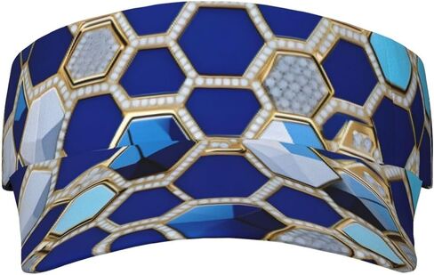 Blue Hexagons and Diamond Print Foldable Sun Visor Hat Lightweight Adjustable Sun Visor Hat Outdoor Sports Cap for Adults in Kuwait