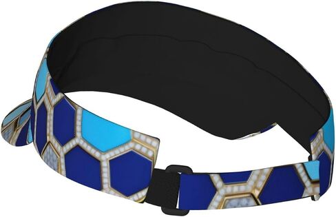 Blue Hexagons and Diamond Print Foldable Sun Visor Hat Lightweight Adjustable Sun Visor Hat Outdoor Sports Cap for Adults in Kuwait