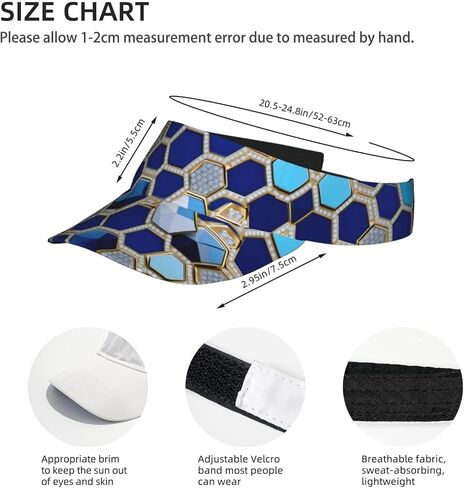 Blue Hexagons and Diamond Print Foldable Sun Visor Hat Lightweight Adjustable Sun Visor Hat Outdoor Sports Cap for Adults in Kuwait