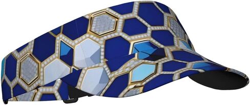 Blue Hexagons and Diamond Print Foldable Sun Visor Hat Lightweight Adjustable Sun Visor Hat Outdoor Sports Cap for Adults in Kuwait