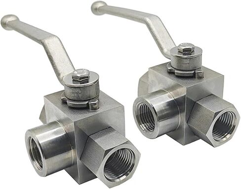 Stainless Steel High Pressure 3-Way Ball Valve L Type Female Thread 1/4 3/8 1/2 3/4 1 Inch Hydraulic Switch Water Valves 1Pcs(1/4") in Kuwait