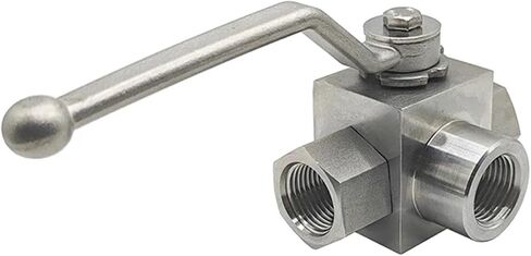 Stainless Steel High Pressure 3-Way Ball Valve L Type Female Thread 1/4 3/8 1/2 3/4 1 Inch Hydraulic Switch Water Valves 1Pcs(1/4") in Kuwait