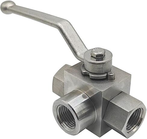 Stainless Steel High Pressure 3-Way Ball Valve L Type Female Thread 1/4 3/8 1/2 3/4 1 Inch Hydraulic Switch Water Valves 1Pcs(1/4") in Kuwait