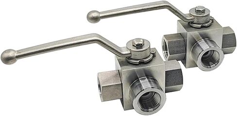 Stainless Steel High Pressure 3-Way Ball Valve L Type Female Thread 1/4 3/8 1/2 3/4 1 Inch Hydraulic Switch Water Valves 1Pcs(1/4") in Kuwait
