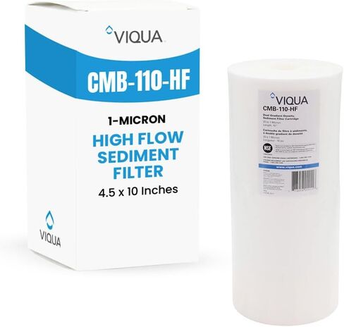 VIQUA CMB-110-HF فلتر مياه رواسب عالي التدفق 1 ميكرون 4.5 × 10 بوصة، غطاء فلتر مياه منزلي كامل 10 بوصة، يقلل من الرواسب والصدأ والأوساخ ويحمي أنظمة الأشعة فوق البنفسجية in Kuwait