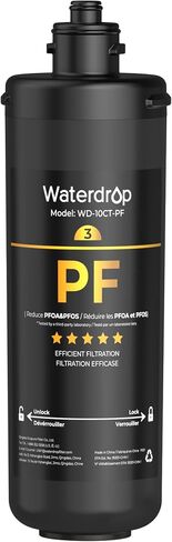 استبدال فلتر المياه Waterdrop 10CT-PF لمرشح المياه Waterdrop TSB-PF تحت فلتر مياه الحوض، نظام تنقية المياه تحت الحوض، فلتر مياه تحت الحوض لمدة 6 أشهر، عبوة واحدة in Kuwait