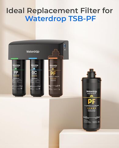 استبدال فلتر المياه Waterdrop 10CT-PF لمرشح المياه Waterdrop TSB-PF تحت فلتر مياه الحوض، نظام تنقية المياه تحت الحوض، فلتر مياه تحت الحوض لمدة 6 أشهر، عبوة واحدة in Kuwait