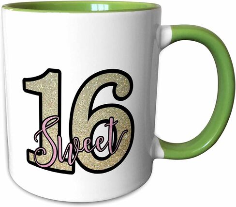 3dRose Silver Glitter Glamour for Sweet Sixteen Birthday Party Birth 15oz Mug in Kuwait