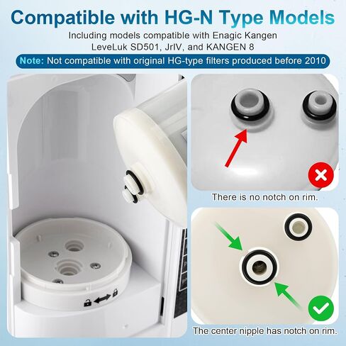 قطعتان من قطع غيار فلتر المياه من الدرجة الممتازة المتوافقة مع مؤين الماء من نوع HG-N، متوافق مع Enagic Kangen LeveLuk SD501، JrIV، KANGEN 8 (ليس النوع الأصلي قبل 2010) in Kuwait
