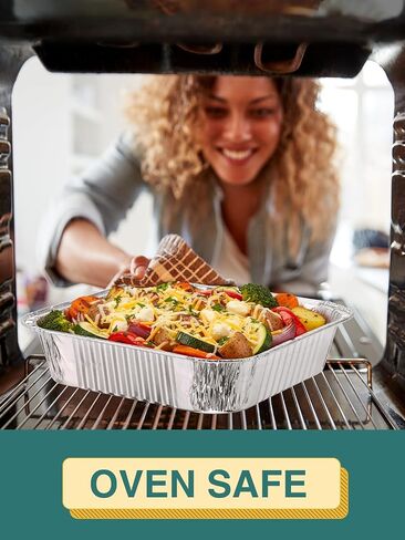 NEEBAKE 50 Pack 8x8 Aluminum Pans with Plastic Lids - Disposable Square Foil Pans, Aluminum Tin Foil Baking Pan, Food Containers for Baking, Cooking, Heating Cakes, Bread in Kuwait