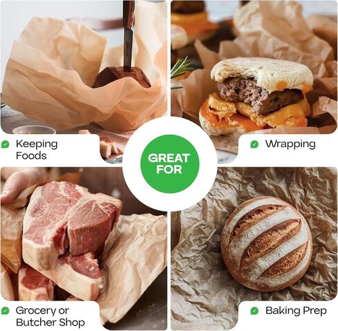 Brown Wet Wax Paper Roll 24" x 900' - USA-Made Moisture-Repellent Cooking Paper for Packing, Storing & Freezing - Heavy-Duty Food-Safe Wrapping Material for Meat, Cheese & Baked Goods by IDL Packaging in Kuwait