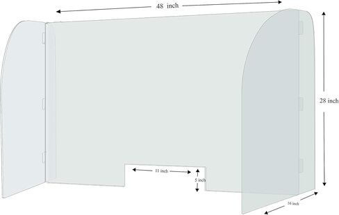 ShieldPix واقي العطس مقاس 48x28 بوصة مع جانب كامل، درع حاجز أكريليك للعداد أو المكتب، حماية زجاجية شفافة من العطس أو القطرات الأخرى مع فتحة انقطاع 5x11 in Kuwait