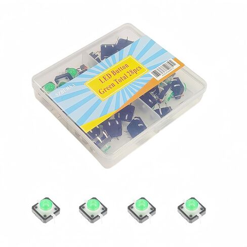 3.3V 5V Illuminated Momentary Tactile Push Button Switch with LED Light 12×12mm PCB Mount DIP 4 Colors 28pcs for Arduino/Raspberry Pi/DIY (White) in Saudi Arabia